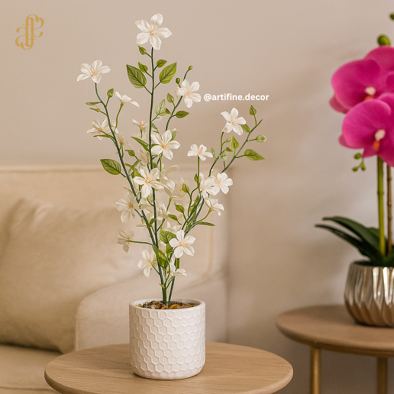 Blossom Arrangement in Honeycomb Pot