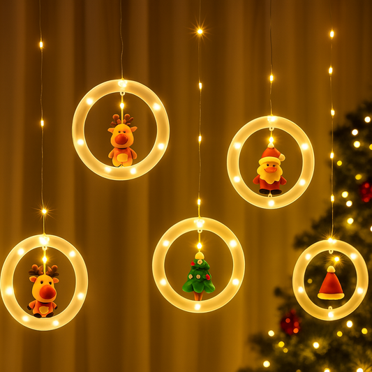 Hanging LED circles with Figures 💡🎄🎅🏼