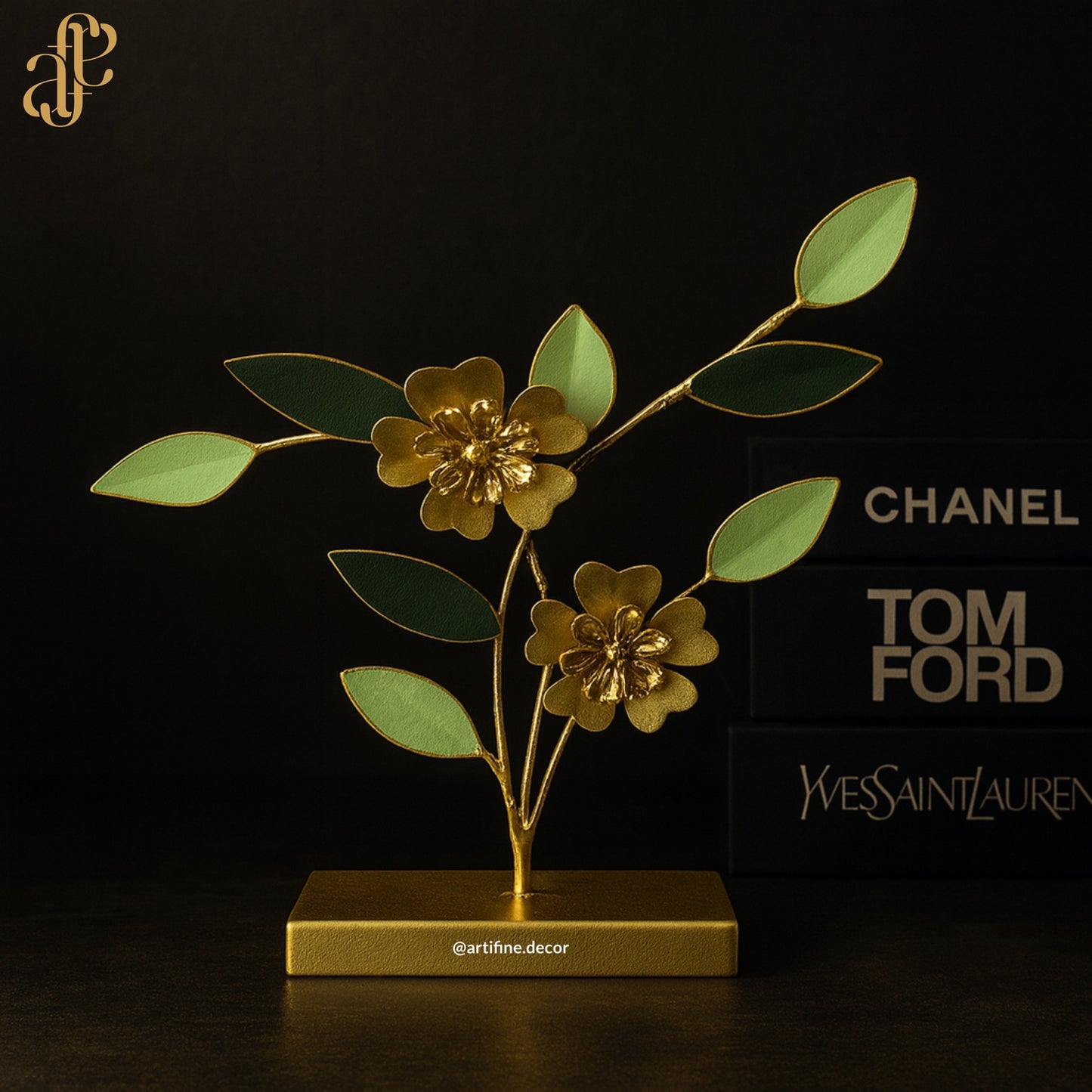 Golden Serenity Floral Sculpture