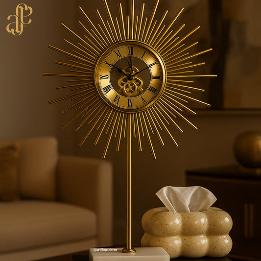 Golden Sunburst Desk Clock