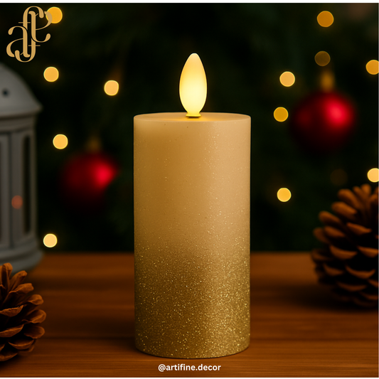 Golden Glow LED Candle Set ✨ Glitter Set of 3
