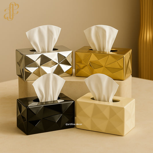 Geometric Ceramic Tissue Box – Luxe Edition