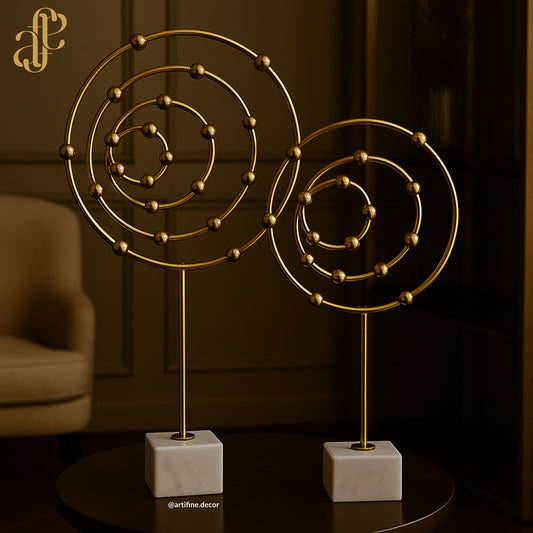 Geometric Spiral Sculpture – Copper Finish with Marble Base