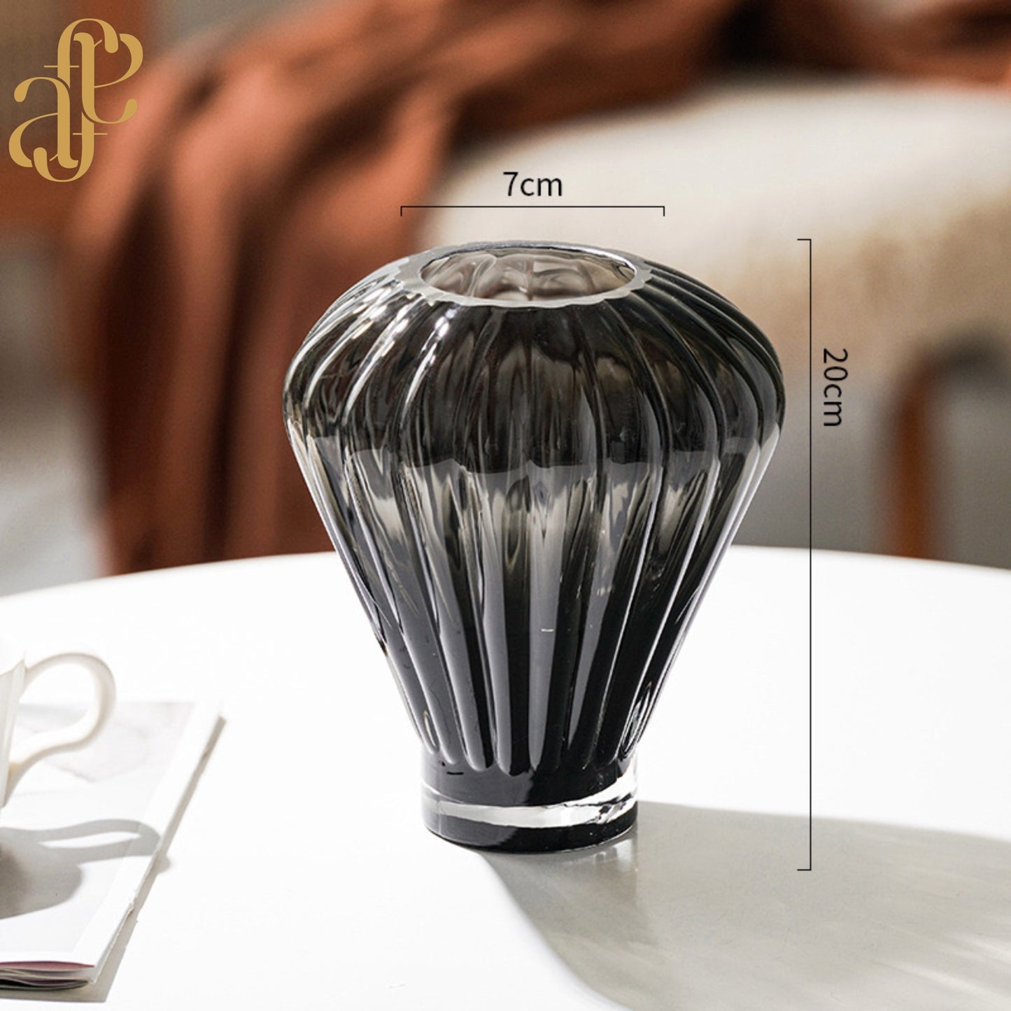 Ribbed Glass Vase Set – Midnight Blue & Smoke Grey