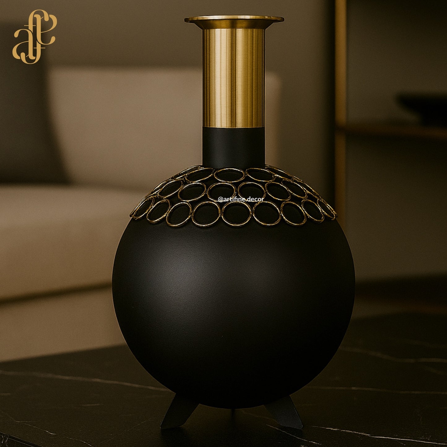 Modern Orb Vases- Golden x Black