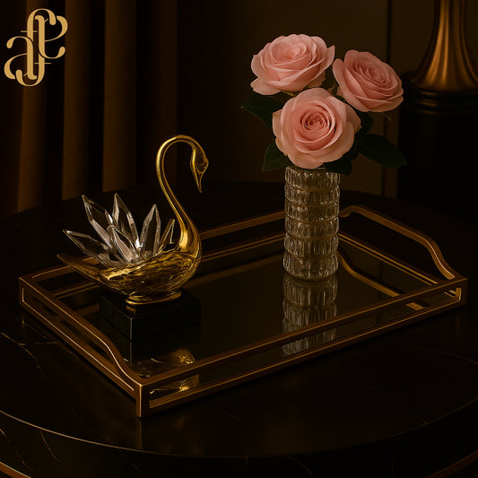 Golden Mirror Tray – Stainless Steel Elegance