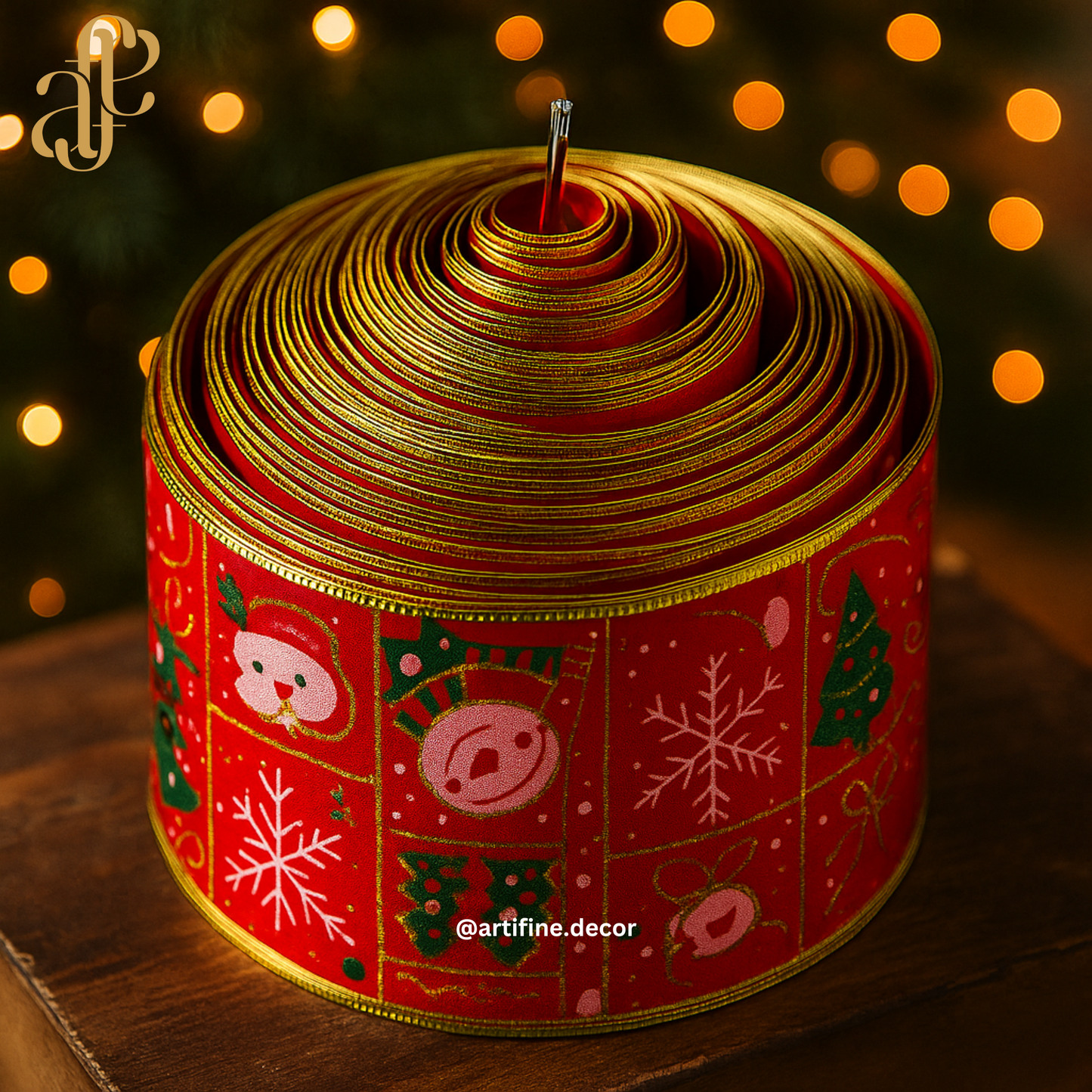 Red & Gold Christmas Ribbon 🎄Price Per Meter ✂️