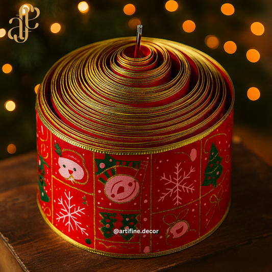 Red & Gold Christmas Ribbon 🎄Price Per Meter ✂️