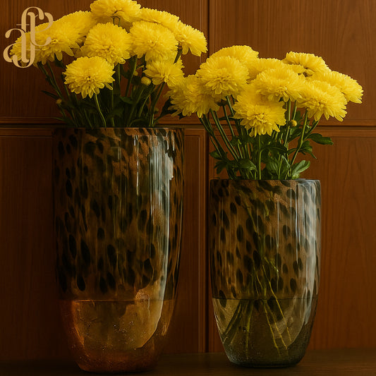 Leopard-Patterned Glass Vase
