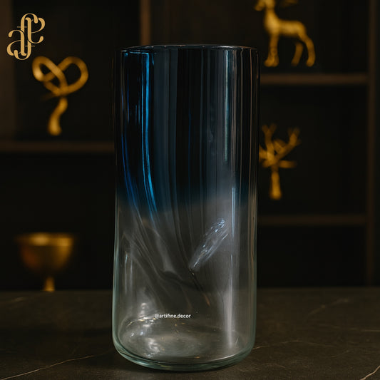 Midnight Gradient Glass Vase – Cylindrical Art Piece