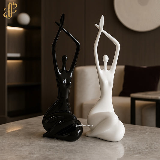 Graceful Harmony Sculptures – Black & White Duo