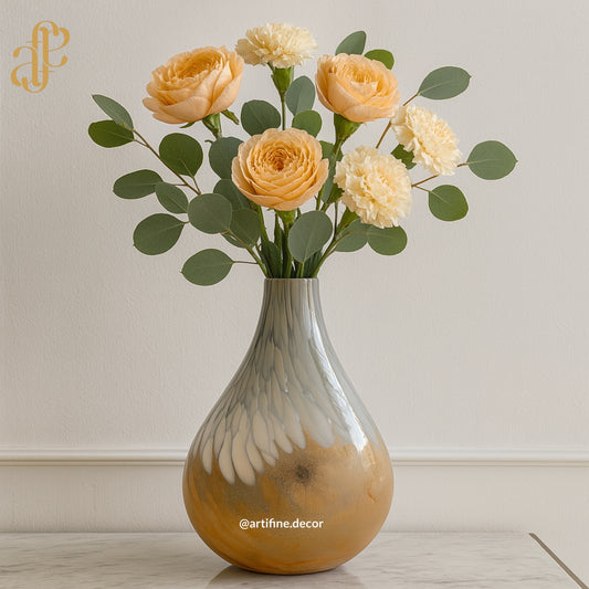 Amber Drop-Shaped Art Glass Vase