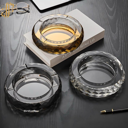 Luxury Crystal Ashtray – Grey & Hazel Tones