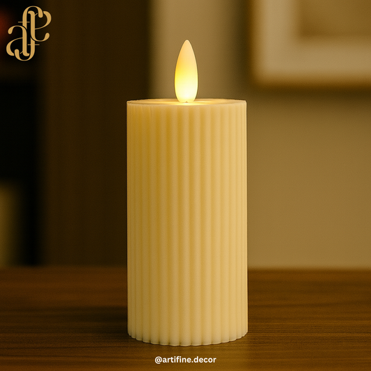 🕯️ Ribbed LED Candle Set of 3 – Warm, Safe & Elegant.