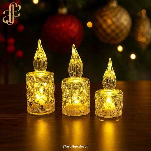 Crystal Glow Candle Set of 3🕯️