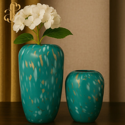 Aqua Gold Art Vases
