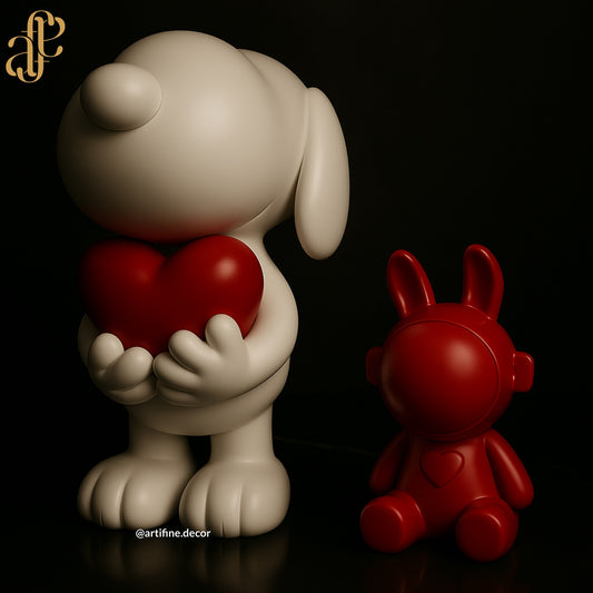 Snoopy With a Red Heart & Red Bunny