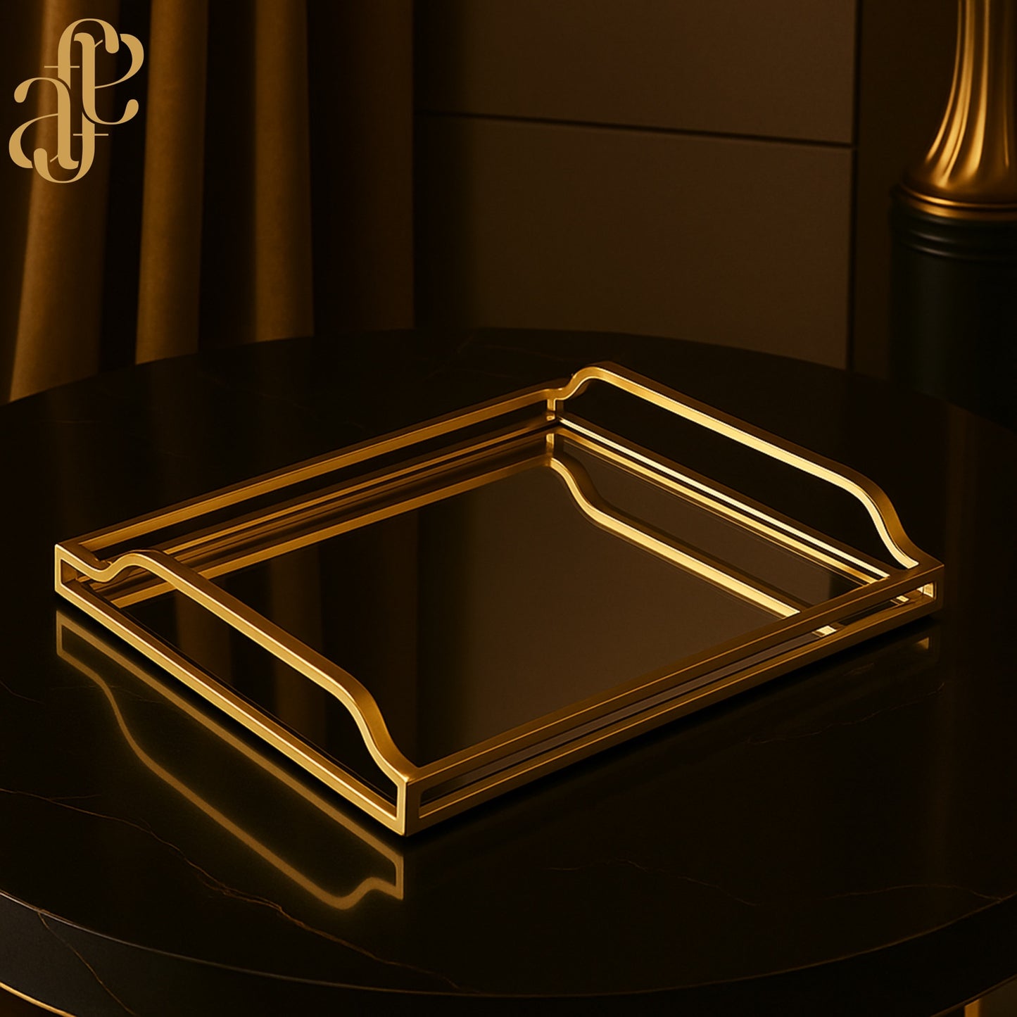 Golden Mirror Tray – Stainless Steel Elegance