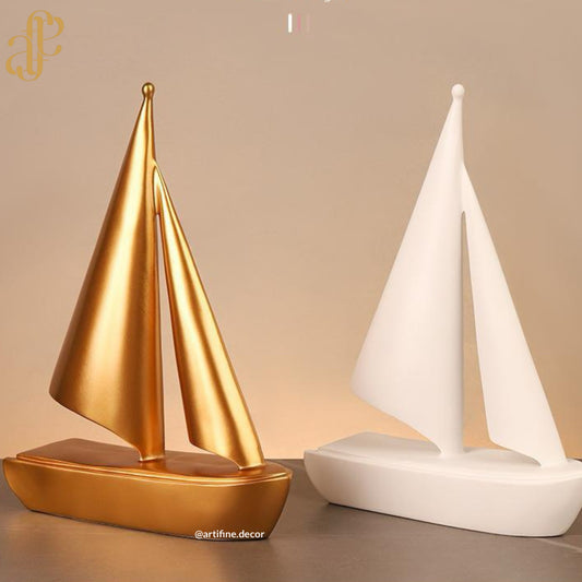 Minimalist Sailboat Sculpture – Gold, White & Black Finishes