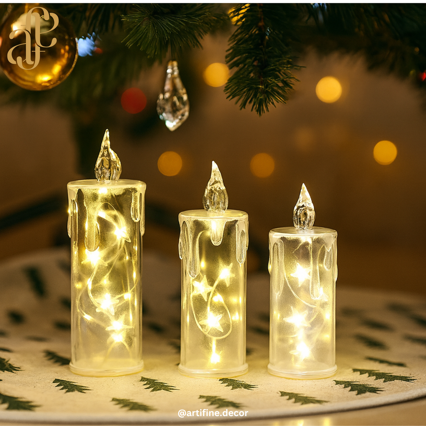 🕯️ Dripping LED Candle with Fairy Lights Set of 3 – Festive Glow Décor