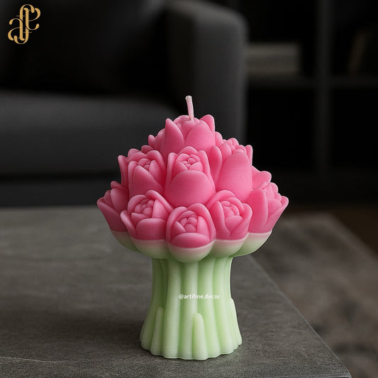 Handmade Scented Candle – Floral Bouquet Design