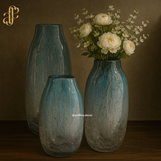 Glazed Glass Vases with Marble Veins – Ocean Fade