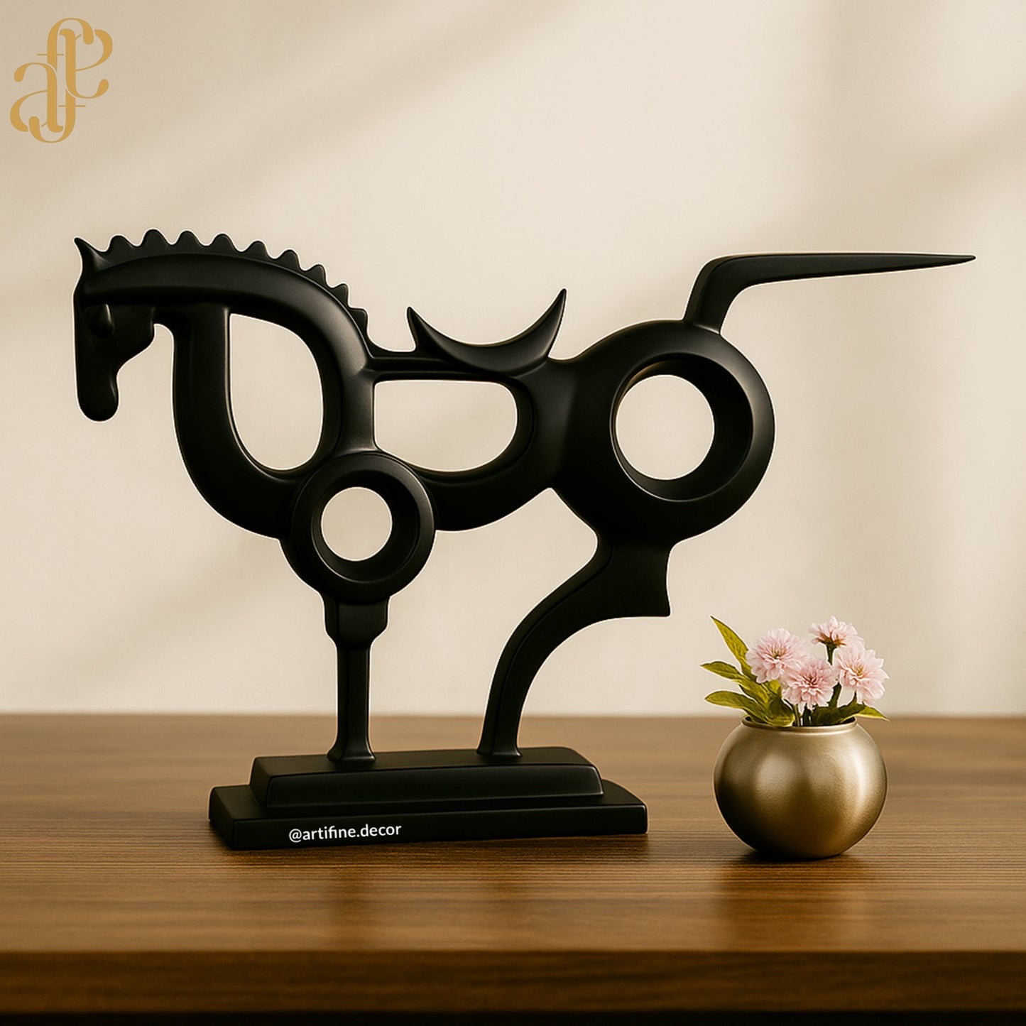 Modern Abstract Horse Sculpture – Grey, Black, or White