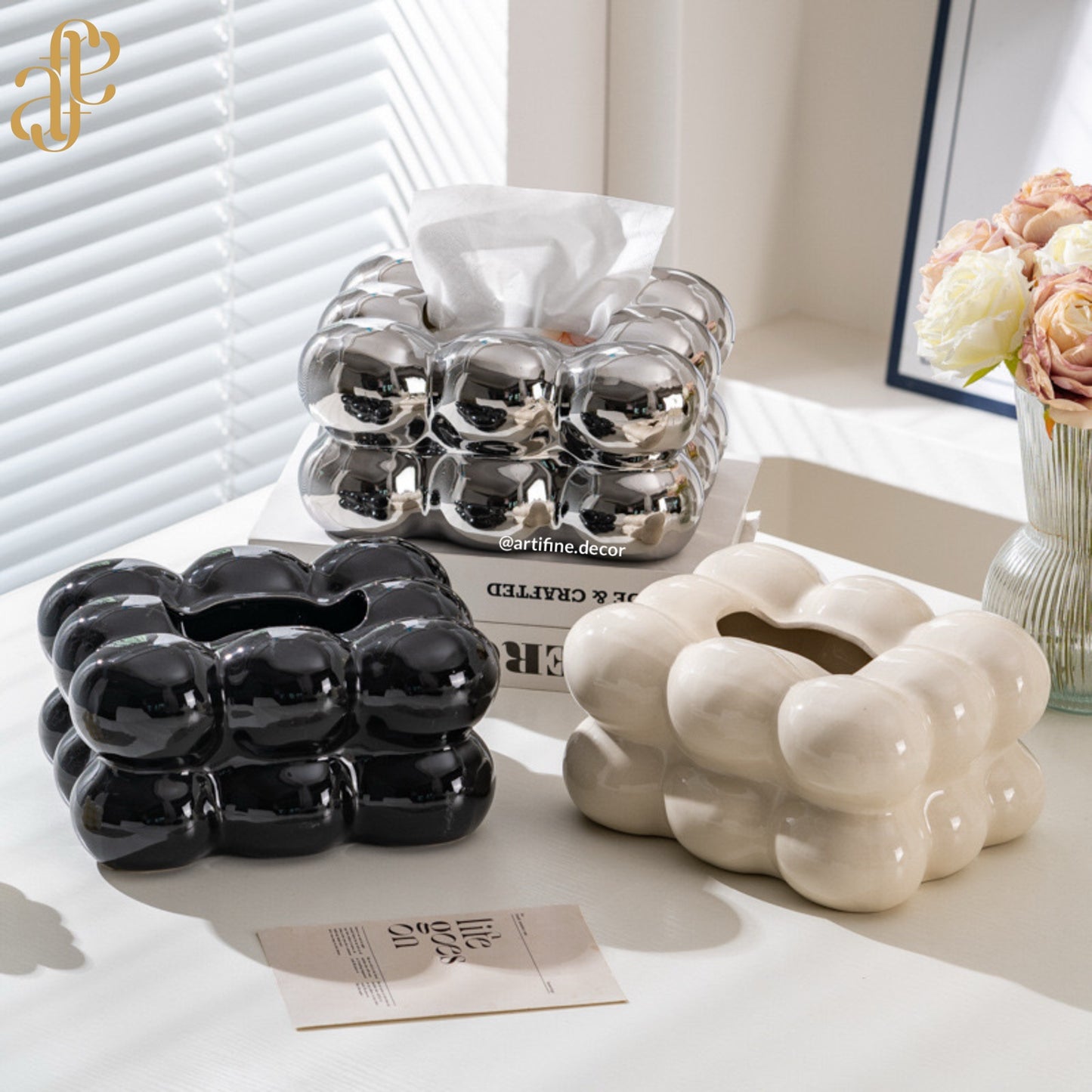 Bubble Tissue Box – Glossy Ceramic Finish