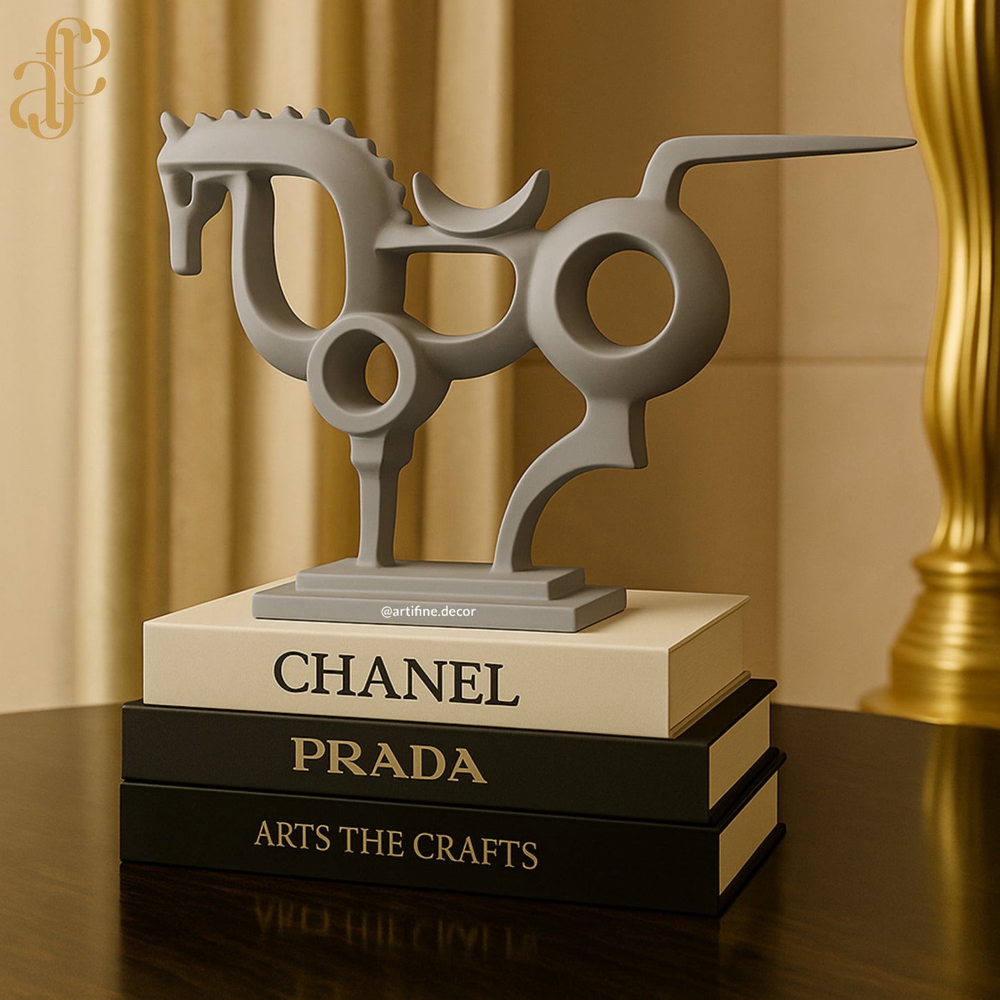 Modern Abstract Horse Sculpture – Grey, Black, or White