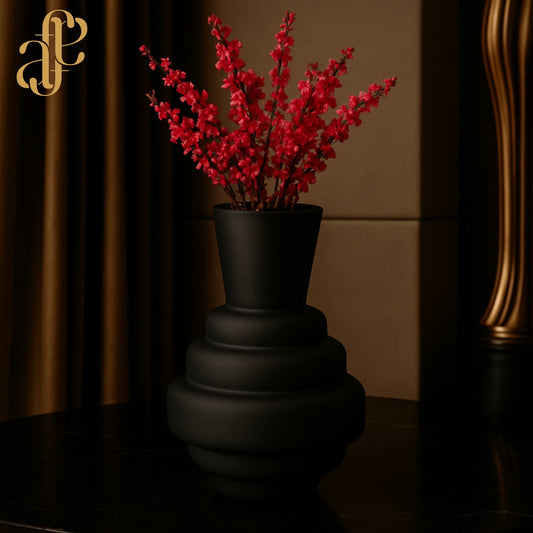 Sculpted Matte Black Glass Vase
