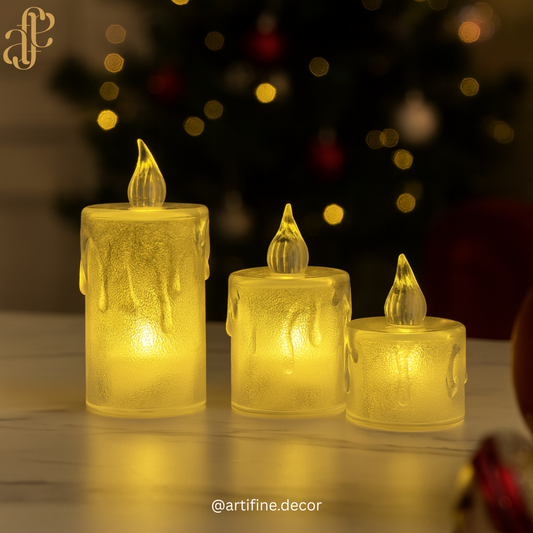 🕯️ Dripping LED Candle with Fairy Lights Set of 3
