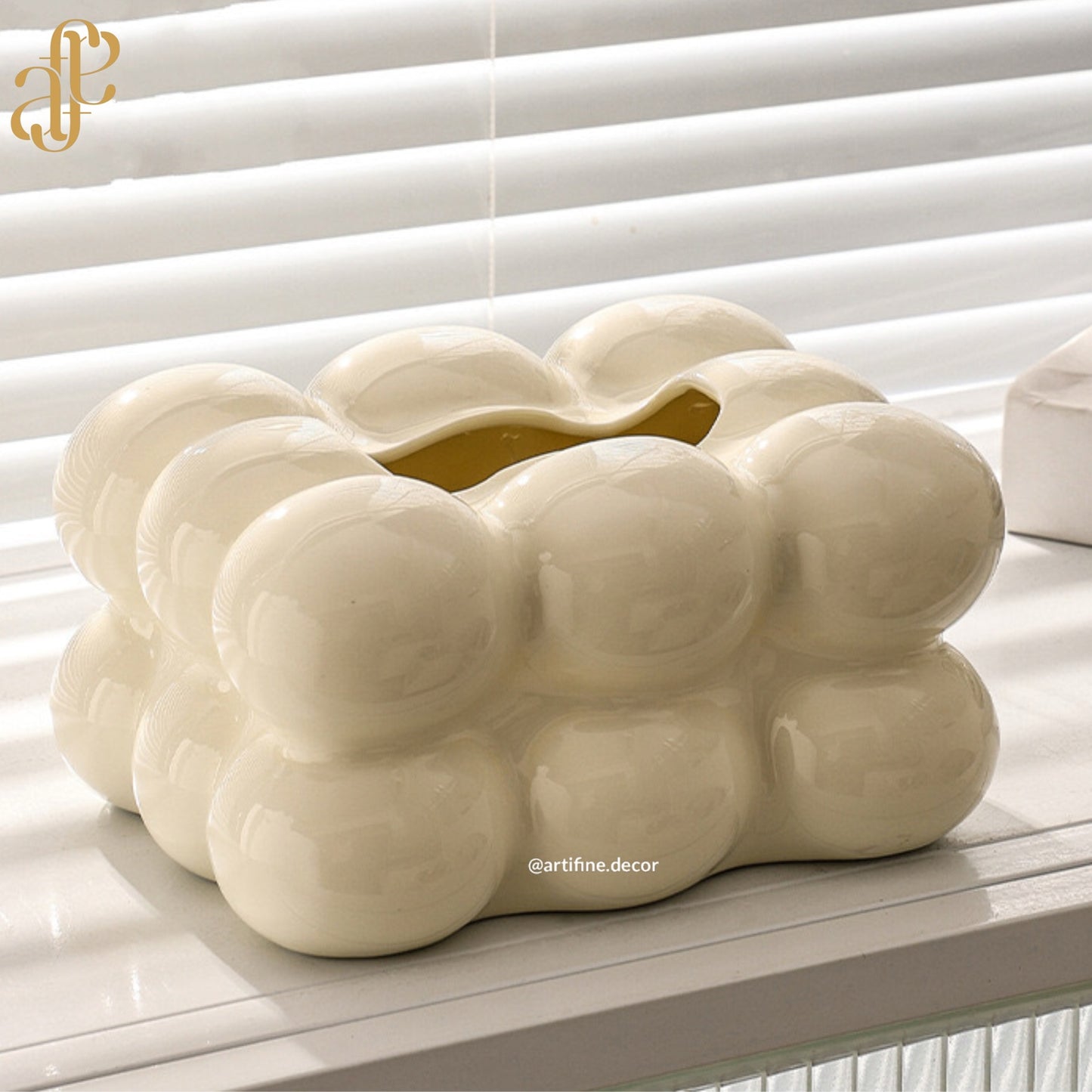 Bubble Tissue Box – Glossy Ceramic Finish