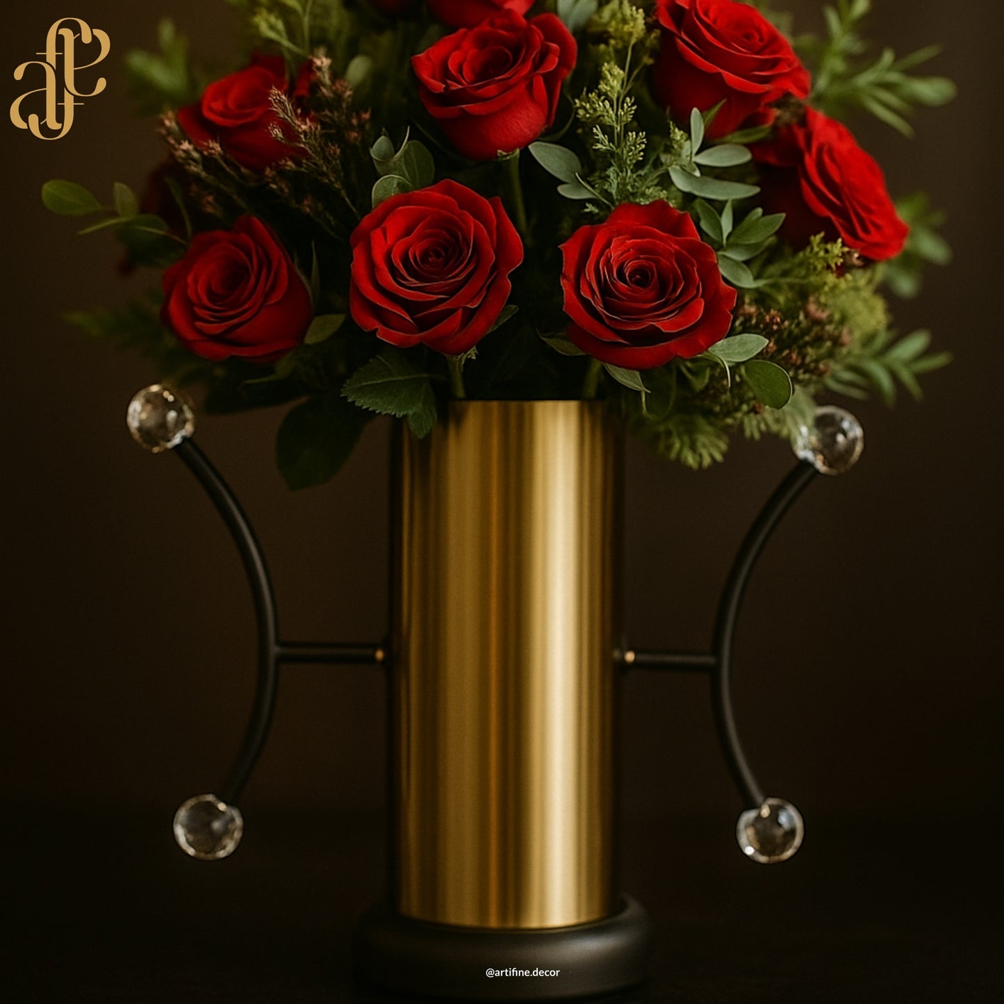 Crystal Handle Gold Vases – 3-Piece Modern Set