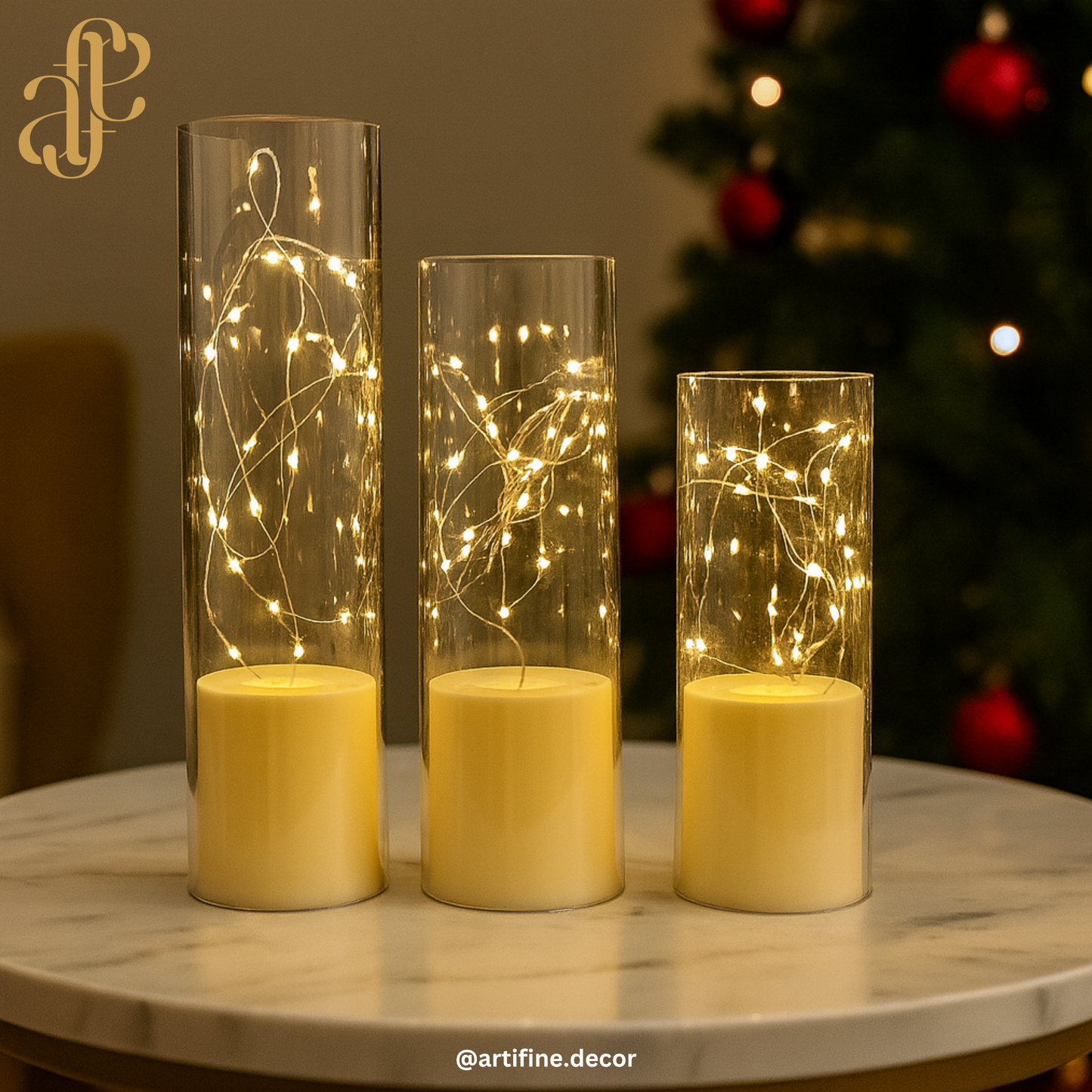 ✨ LED Candle with Fairy Lights Set of 3 – Magical Glow Décor