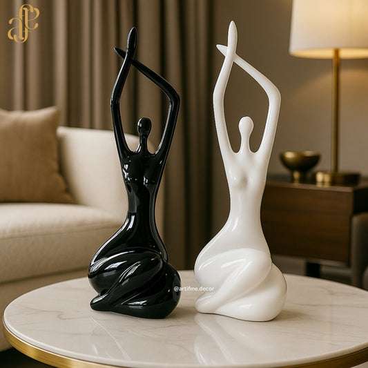 Graceful Harmony Sculptures – Black & White Duo