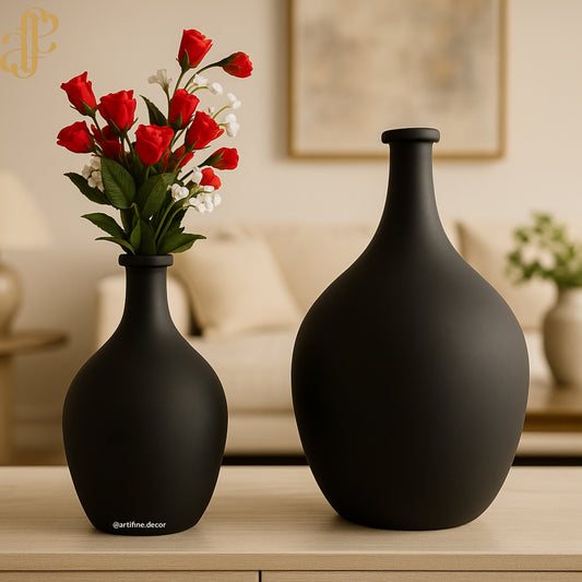 Matte Black Elegance Vase Set