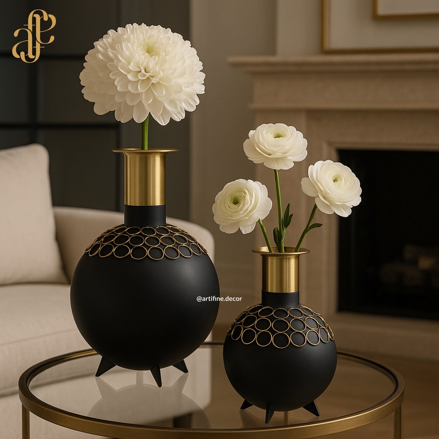 Modern Orb Vases- Golden x Black