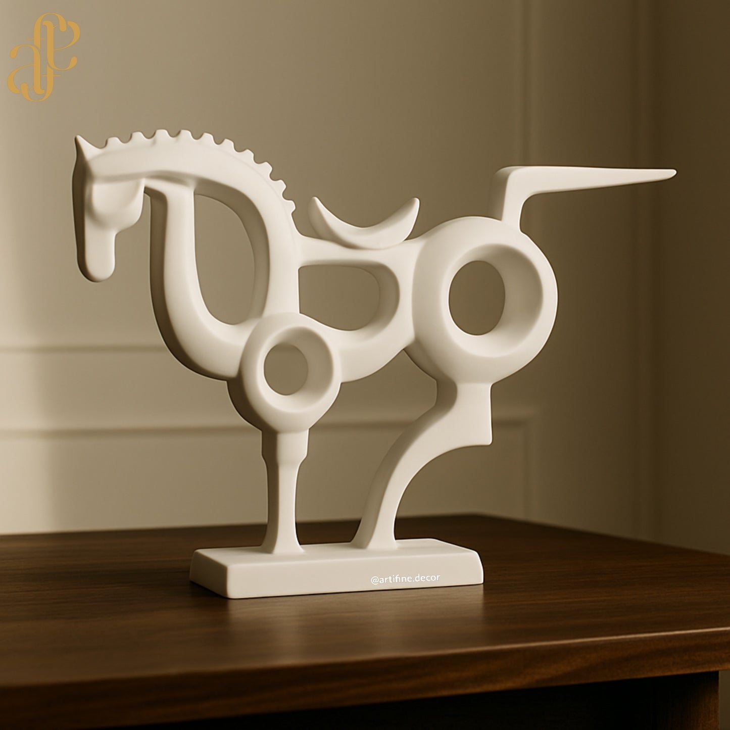 Modern Abstract Horse Sculpture – Grey, Black, or White