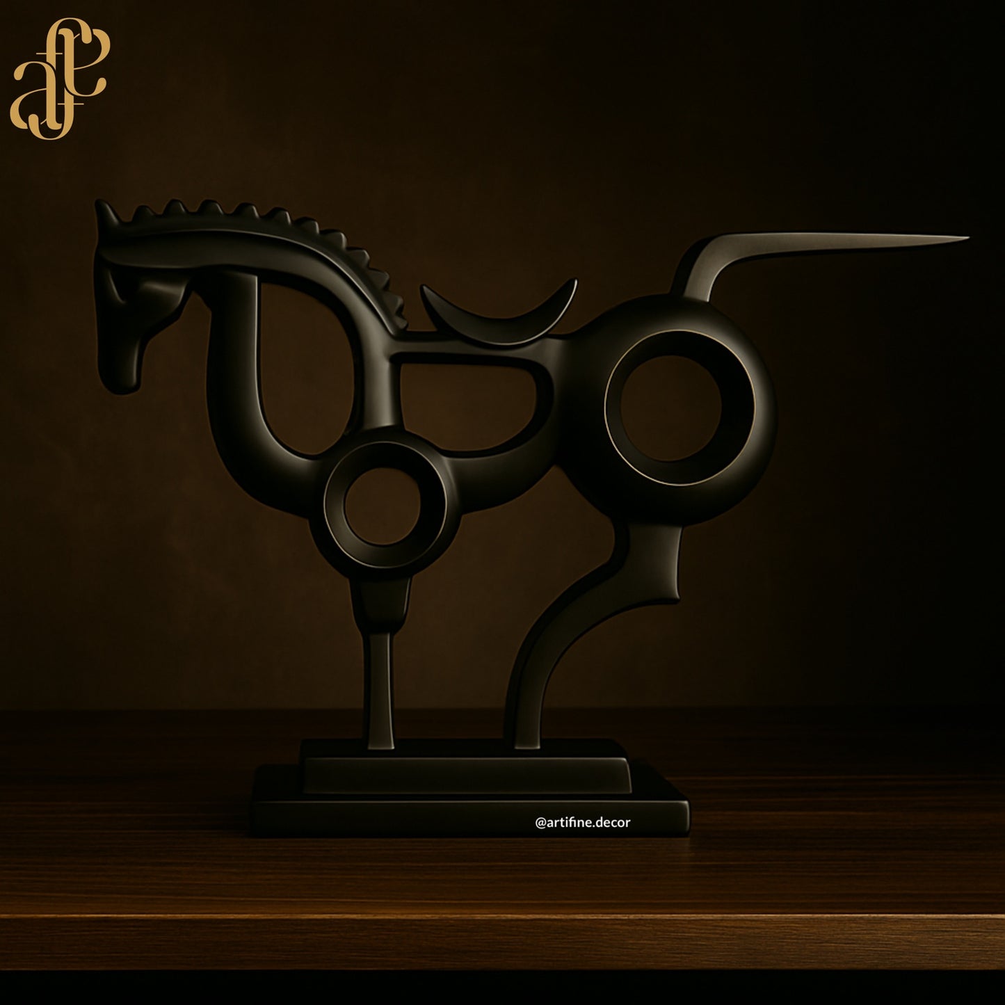 Modern Abstract Horse Sculpture – Grey, Black, or White