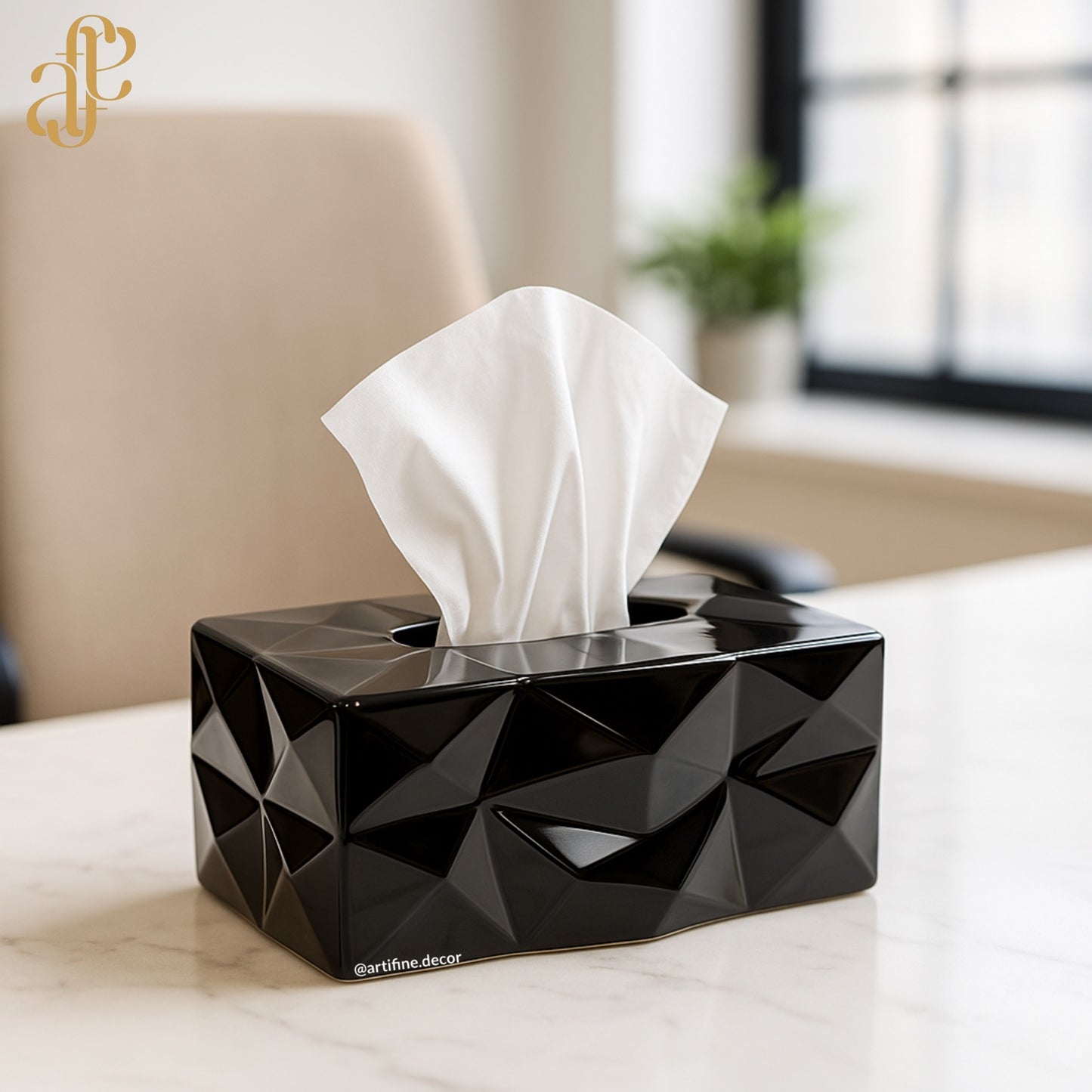 Geometric Ceramic Tissue Box – Luxe Edition