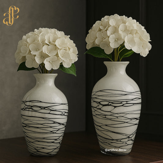Artisan Swirl – Pearl Finish Mouth-Blown Glass Vase Set