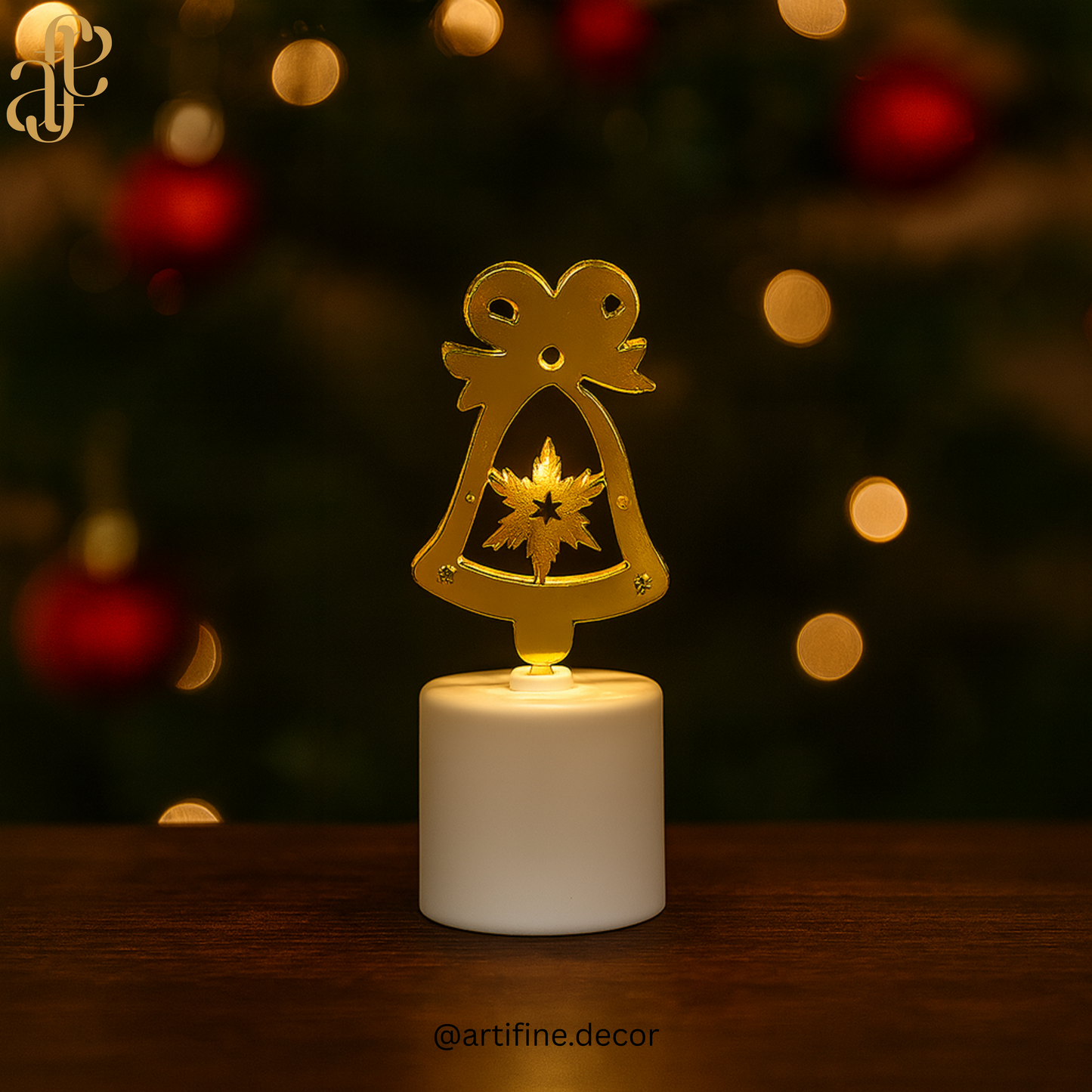 🕯️ Festive LED Candle Set of 3 – Christmas Tree, Bell & Star Designs -