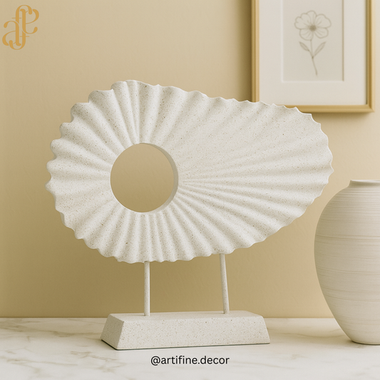 Modern Textured Abstract Sculpture – Beige