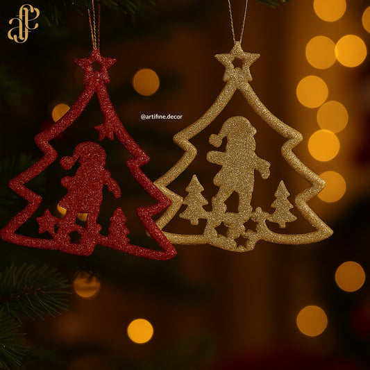 ✨ Glittery Christmas Tree Ornaments – Red OR Gold Set of 3 PCS each✨