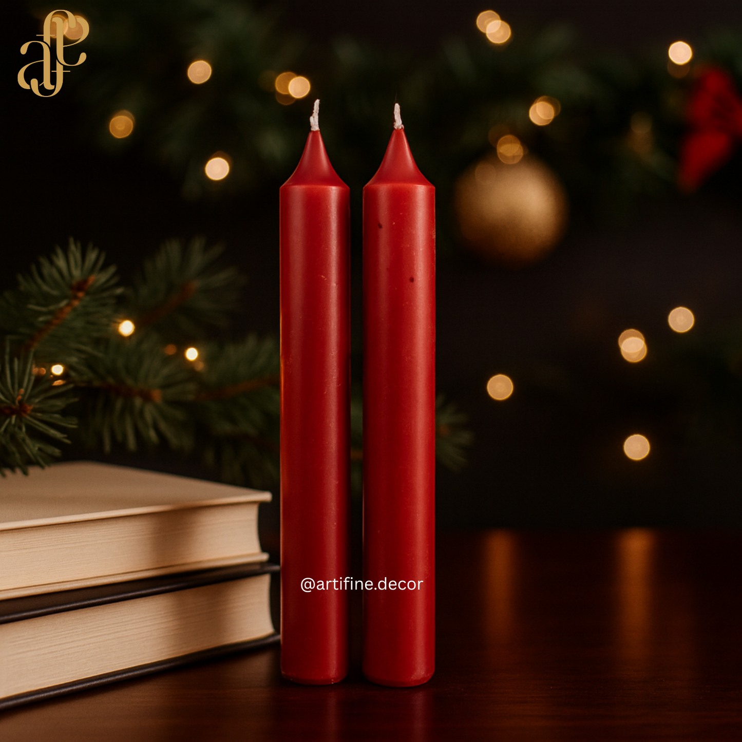 ✨ Festive Red Scented Taper Candles – Set of 3 ✨