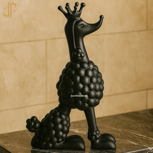 Matte Black Royal Poodle Sculpture - 40CM