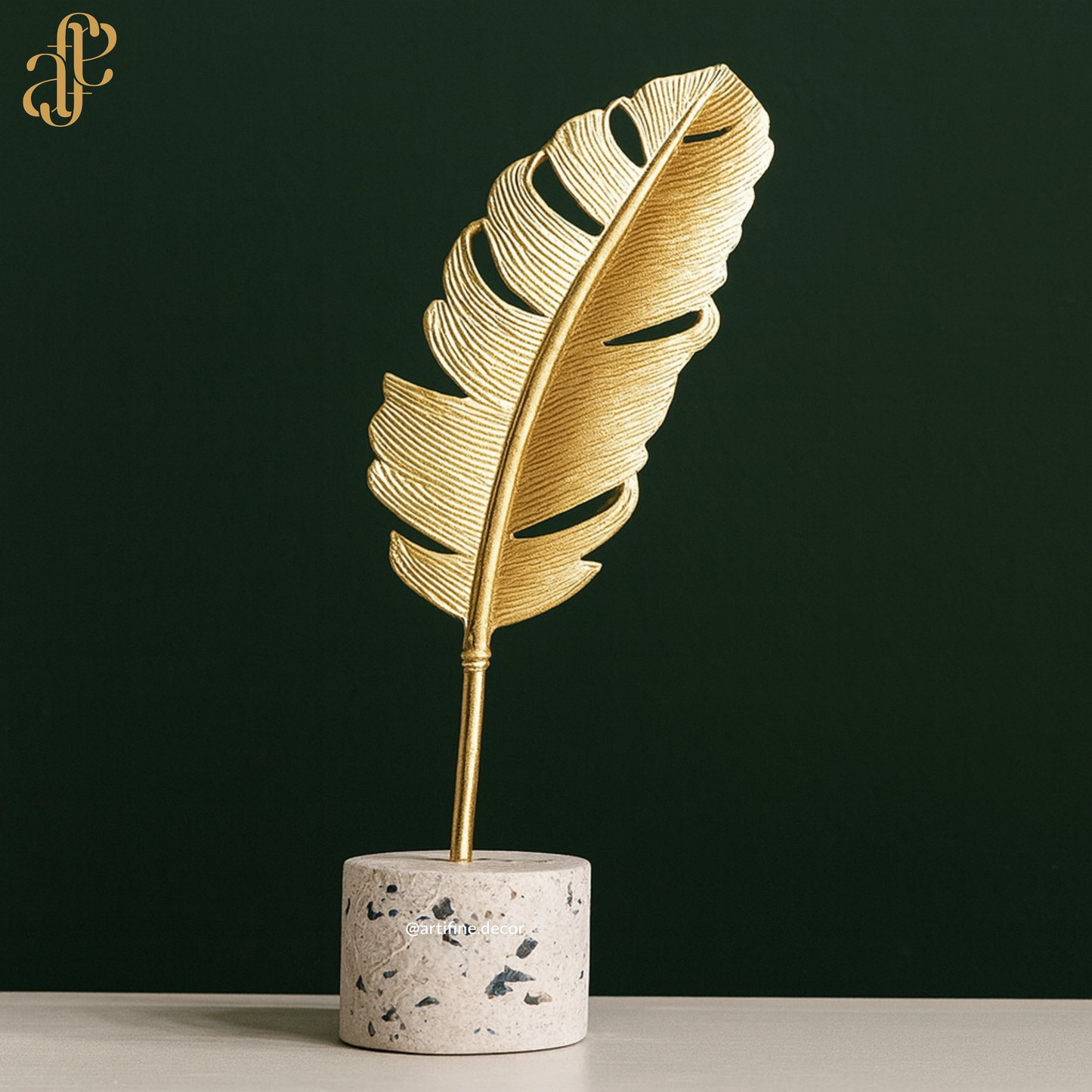 Golden Feather Metal Sculpture (Set of 2)