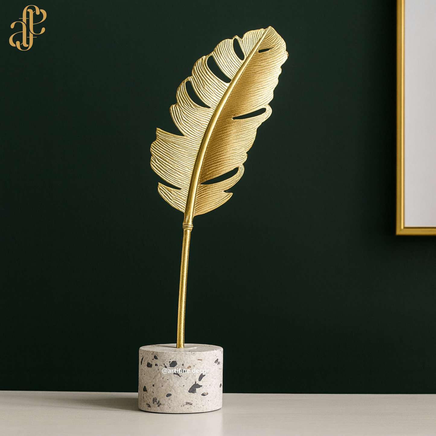 Golden Feather Metal Sculpture (Set of 2)