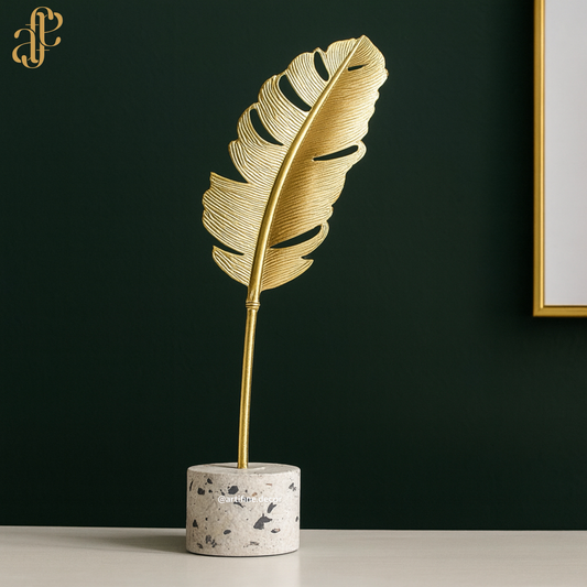 Golden Feather Metal Sculpture (Set of 2)