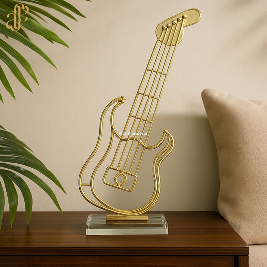 Golden Guitar Metal Sculpture